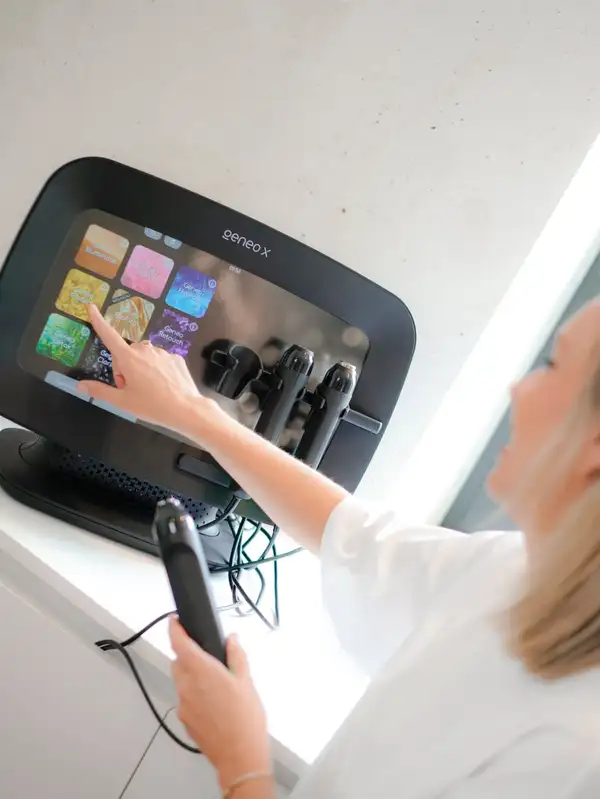 Choix de l'OxyPod sur l'écran GENEO X à La Maison Cocoon